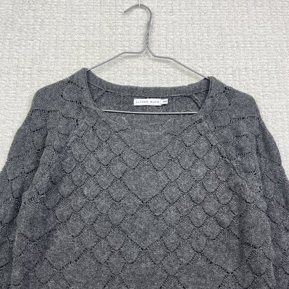 Alfred Sung Cable Knit Crochet Style Women Sz M Grey Charcoal Long sleeve - Picture 5 of 9